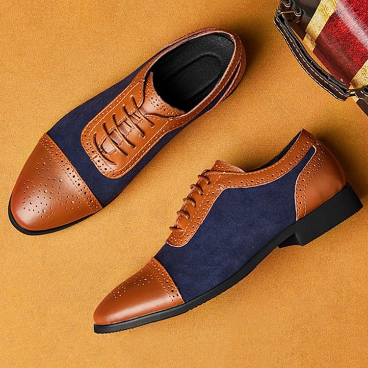 Patchwork Low-cut Upper Lace-up Herren Oxfords