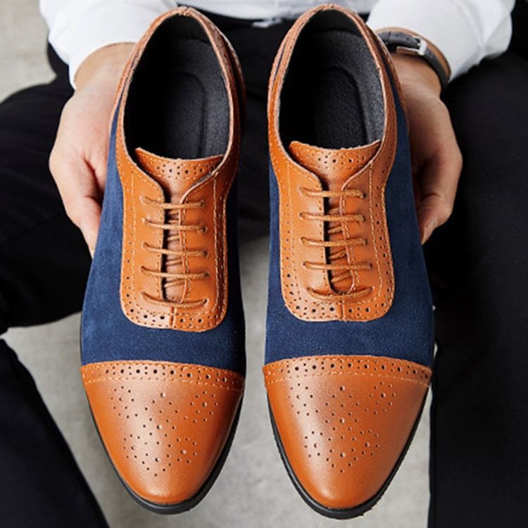 Patchwork Low-cut Upper Lace-up Herren Oxfords