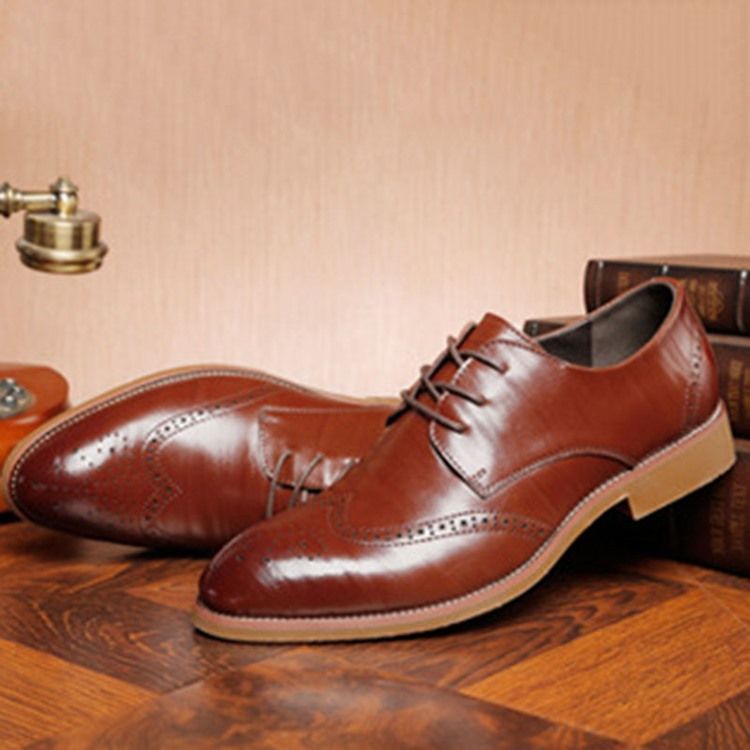 Plain Hollow Round Toe Lace-up Herren Oxfords