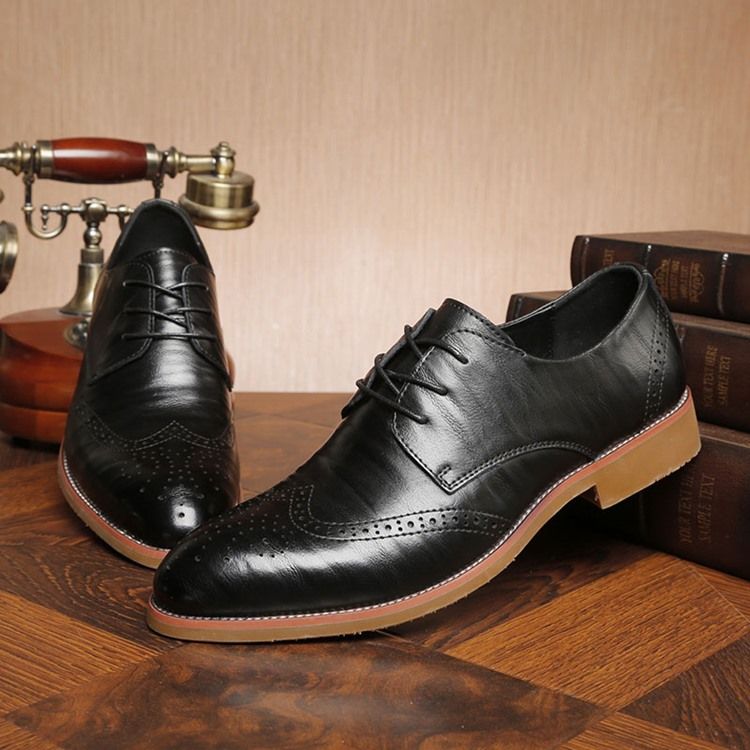 Plain Hollow Round Toe Lace-up Herren Oxfords