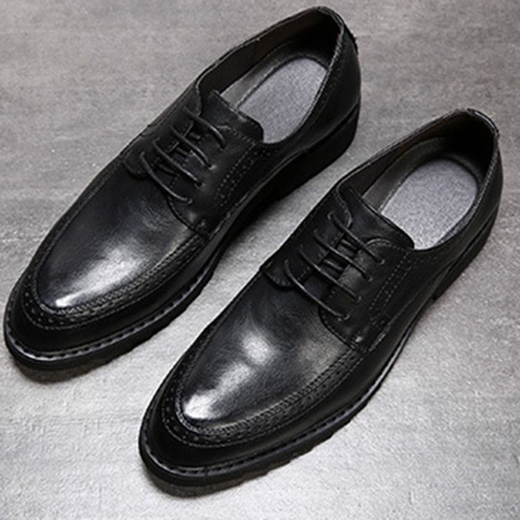 Plain Lace-up Round Toe Herren Oxfords