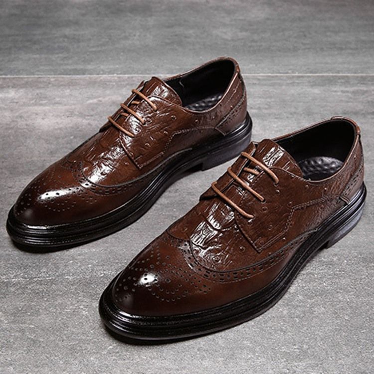 Pu Lace-up Round Toe Herren Oxfords