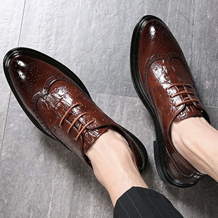 Pu Lace-up Round Toe Herren Oxfords