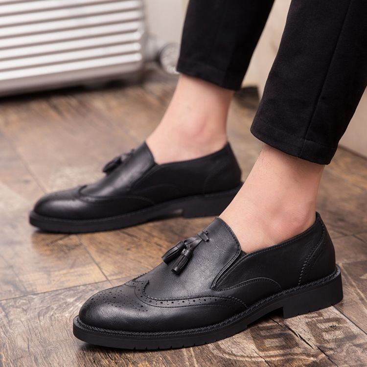 Pu Slip-on Herrenschuhe Mit Runder Zehenpartie