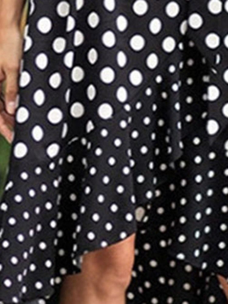 Damen Polka Dots Flare Ärmel V-ausschnitt Schwalbenschwanz Freizeitkleid