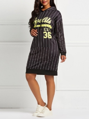 Damen-print Knielanger Pullover Ladylike Letter Dress