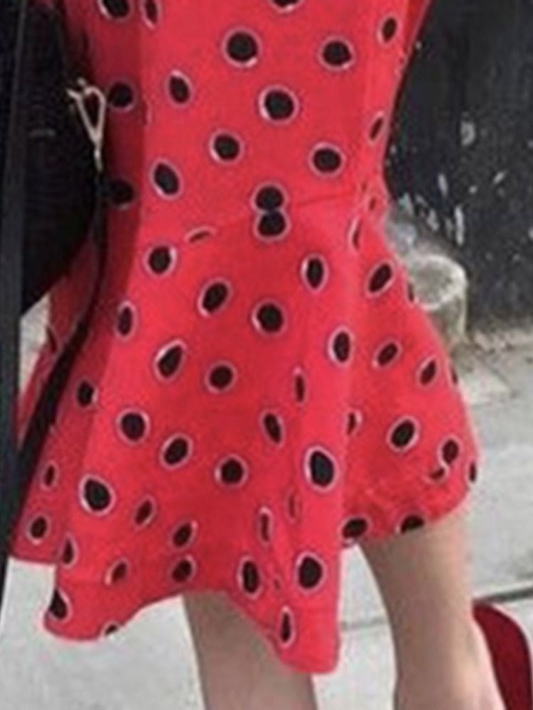 Damen Schulterfreies Gerüschtes Date Night Dress Mit Polka Dots