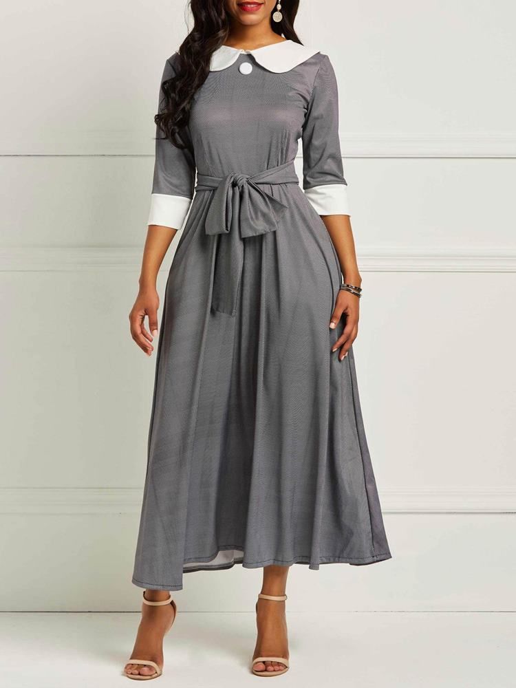 Halbe Ärmel Mid-waden-schnürkleid Für Damen