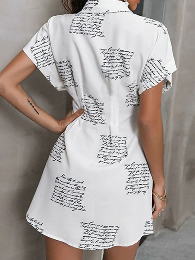 Patchwork Kurzarm Über Dem Knie Buchstabe Damen Figurbetontes Kleid