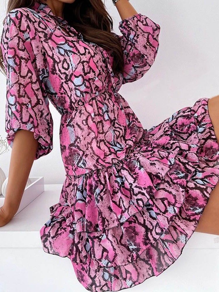 Über Dem Knie Dreiviertelärmeliges Patchwork-geschichtetes Damen-pulloverkleid