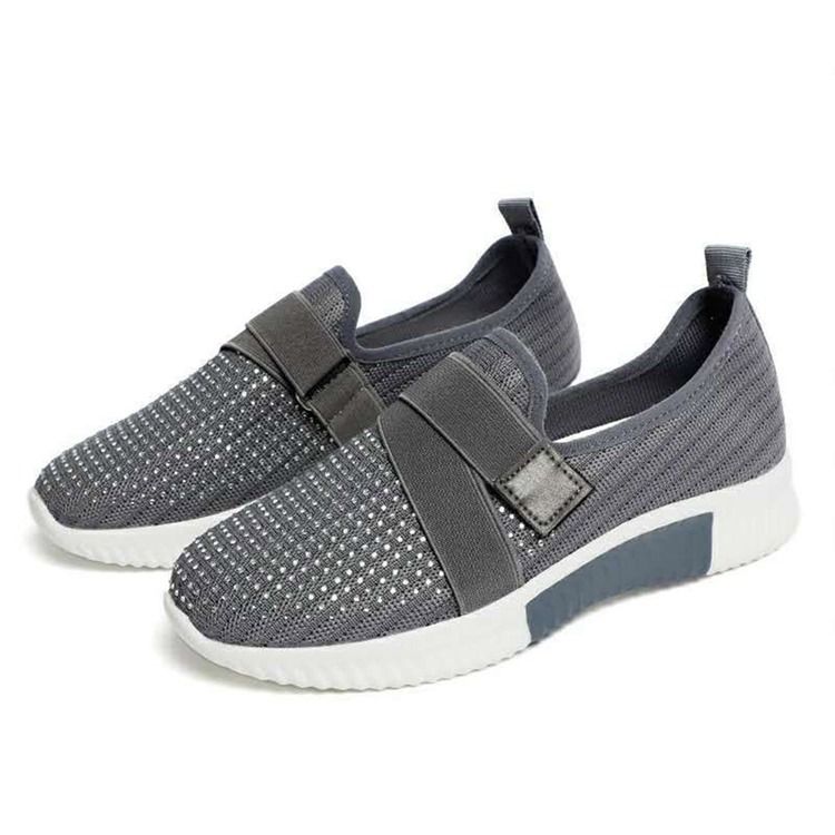 Damen Slip-on Strass Runde Zehe Freizeitsneaker