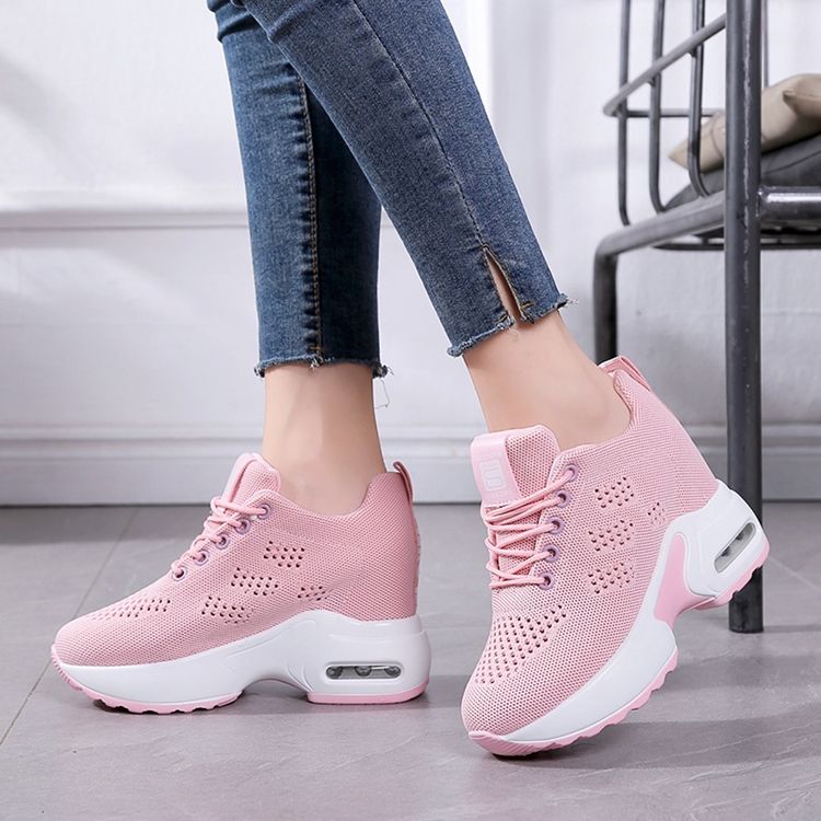 Mesh Lace-up Keilabsatz Damen Sneakers Women