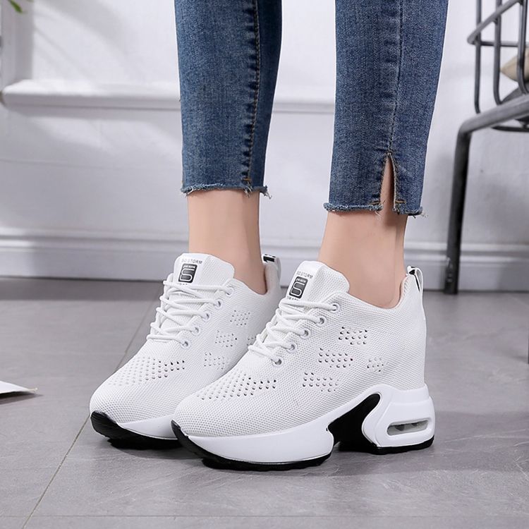 Mesh Lace-up Keilabsatz Damen Sneakers Women