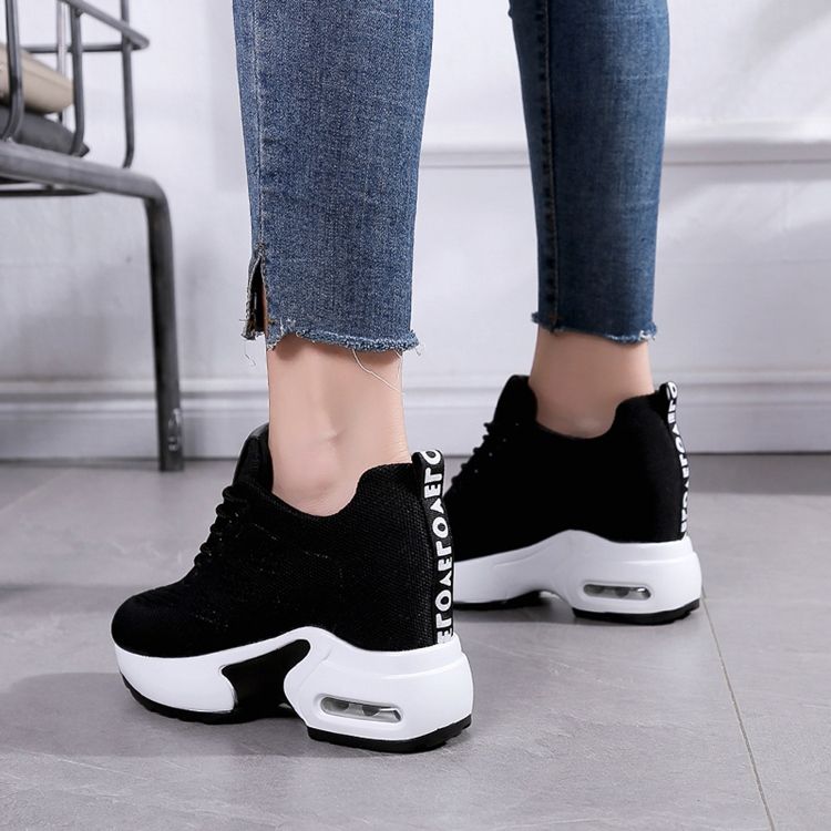 Mesh Lace-up Keilabsatz Damen Sneakers Women