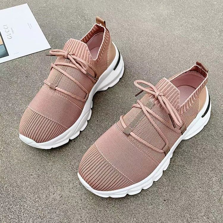 Round Toe Cross Strap Mid-cut Upper Mesh Damen Sneakers