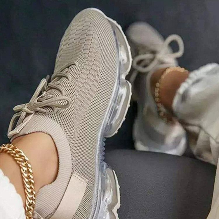 Schnürsneaker Mit Runder Zehe Und Flachem Obermaterial Mit Schnürung Für Damen