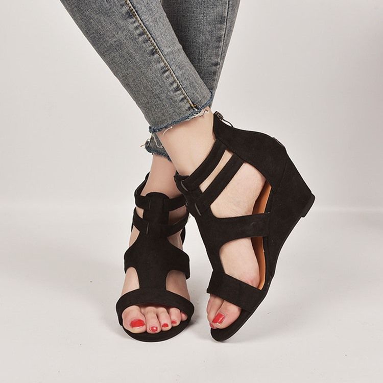 Damen Fersenbedeckende Peep Toe Schnallen Sandalen