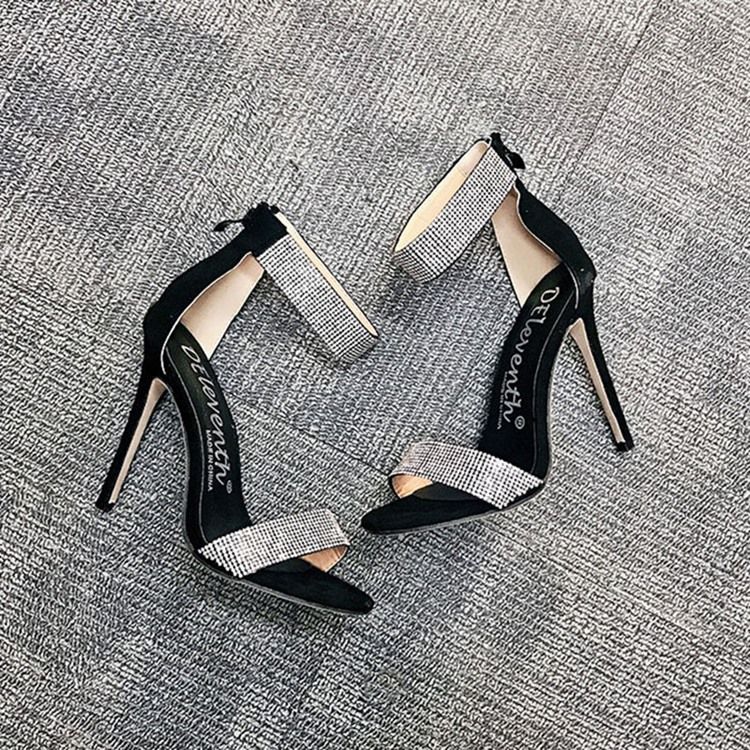 Damen Offene Zehe Mit Stiletto-absatz Strass Sandalen