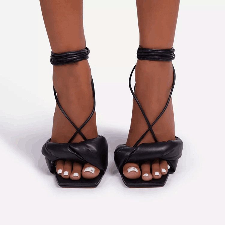 Damen Ol Sandalen Mit Schnürung Und Offenem Zeh Mit Stilettoabsatz