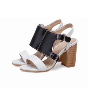 Damen-patchwork-sandalen Mit Klobigem Absatz Und Offener Schnalle