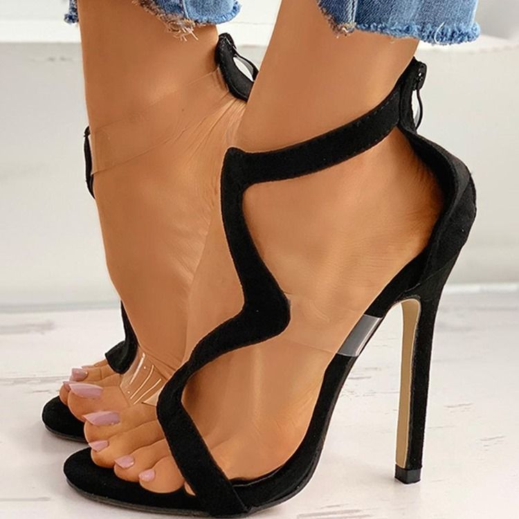 Damen Runder Zeh Reißverschluss Stiletto-absatz Sexy Sandalen