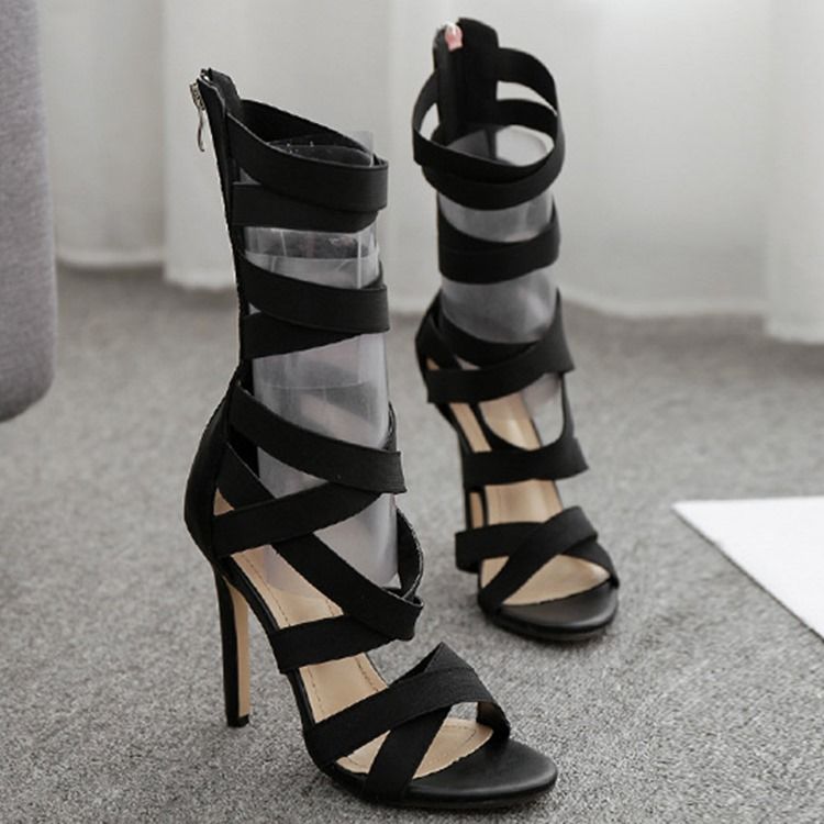 Damen-sandalen Mit Absatz Und Reißverschluss Mit Stiletto-absatz Und Reißverschluss