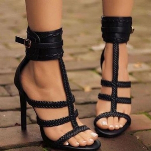 Damen-sandalen Mit Reißverschluss Mit Absatz Und Stilettoabsatz