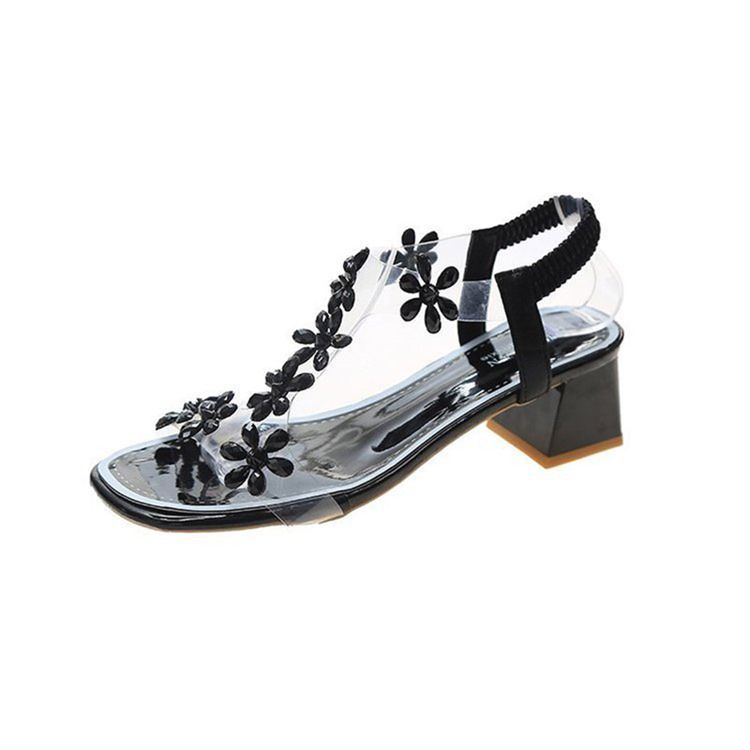 Damen Slip-on Offene Zehen Ol Sandalen Mit Klobigem Absatz