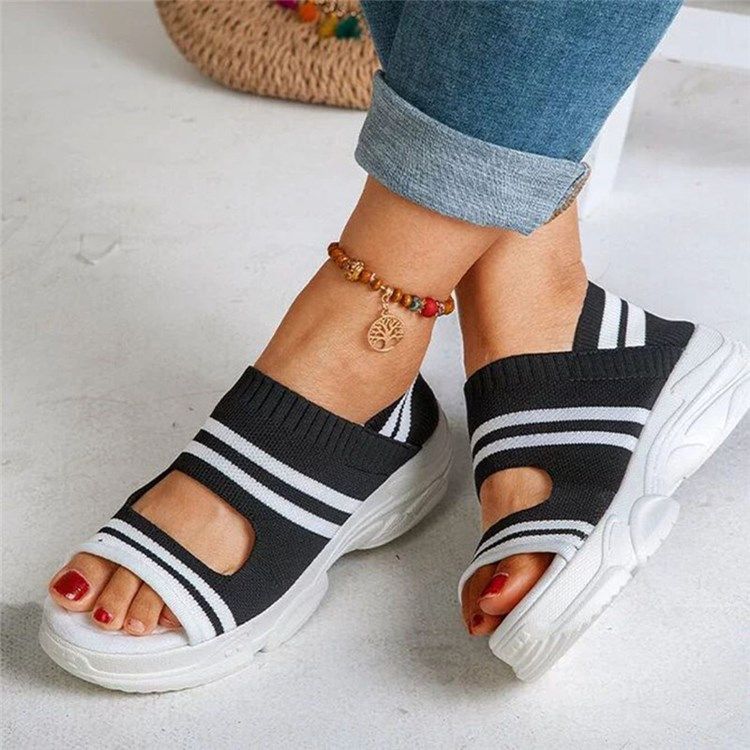 Damen Slip-on Peep Toe Casual Sandalen