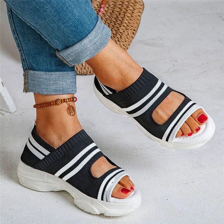 Damen Slip-on Peep Toe Casual Sandalen