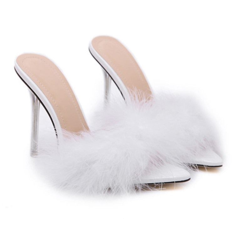 Damen-slipper Mit Stiletto-absatz Und Pompon Zum Hineinschlüpfen