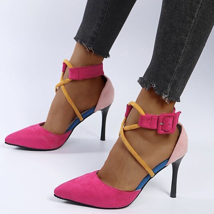 Damen Spitze Schuhe Mit Stiletto-absatz Und Schnalle Low-cut-obermaterial Dünne Schuhe