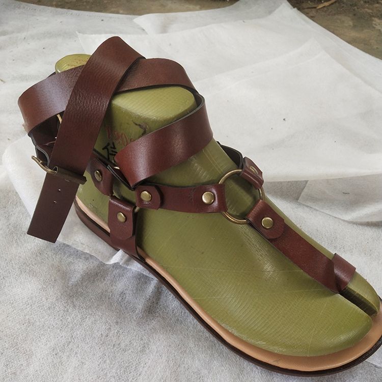 Damen Zehenring Flach Mit Schnalle Strandsandalen