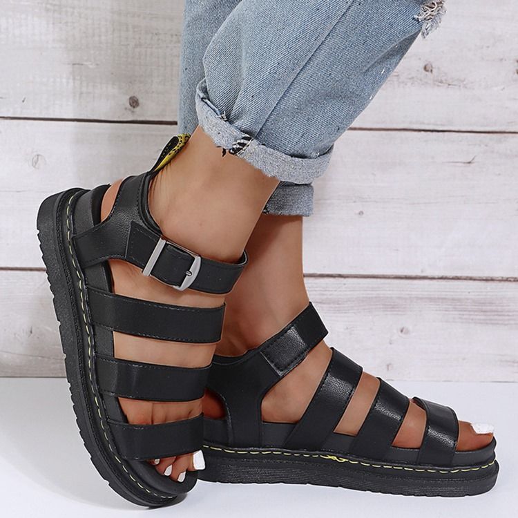 Einfache Damensandalen Mit Offener Schnalle