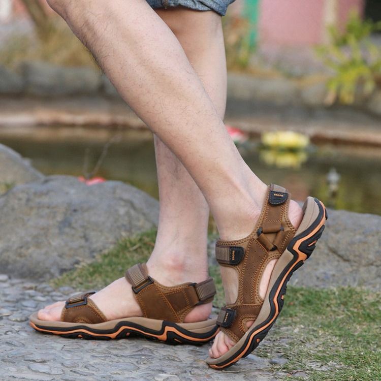 Farbblock-klettverschluss Offene Zehen-herren-sandalen