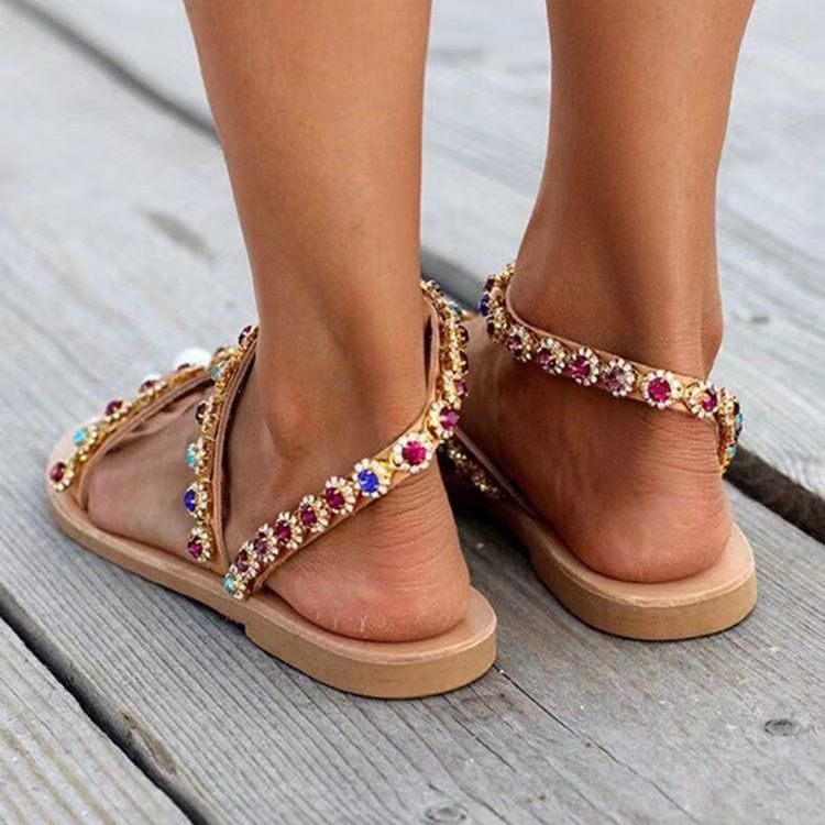 Flache Damen-sandalen Mit Runder Zehenpartie Zum Hineinschlüpfen