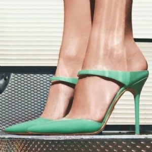 Grüne Geschlossene Zehen-stiletto-mules-schuhe Für Damen