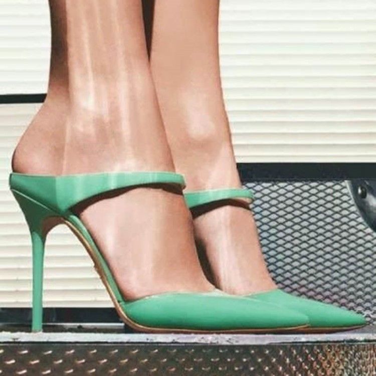 Grüne Geschlossene Zehen-stiletto-mules-schuhe Für Damen