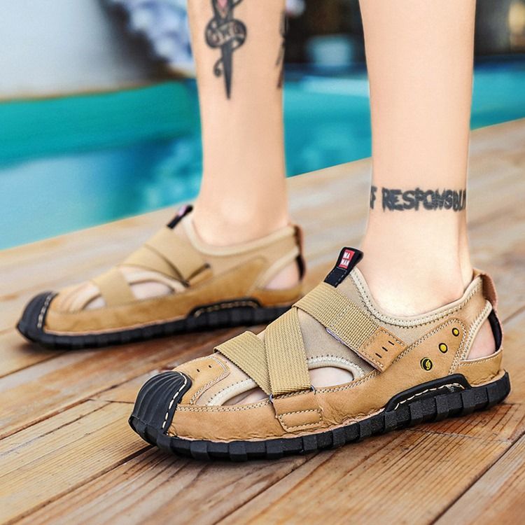 Herren-klettverschluss-plateau-sandalen Mit Flachem Obermaterial