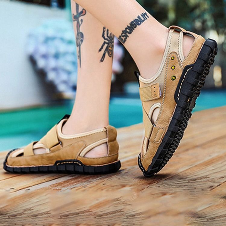 Herren-klettverschluss-plateau-sandalen Mit Flachem Obermaterial