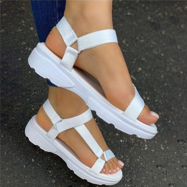 Offene Zehenkappe Mit Klettverschluss Für Damen Mit Bonbonfarbenen Sandalen