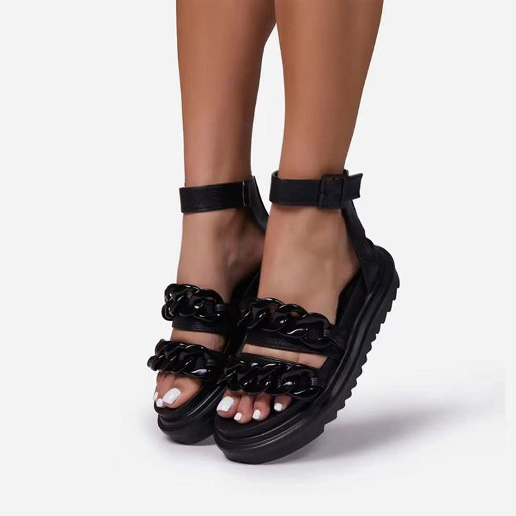 Open Toe Schnalle Color Block Damen Sandalen