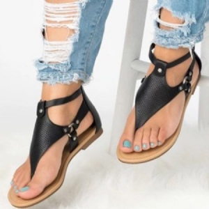 Pu Ferse Bedeckende Schnalle Blockabsatz Damen Flache Sandalen