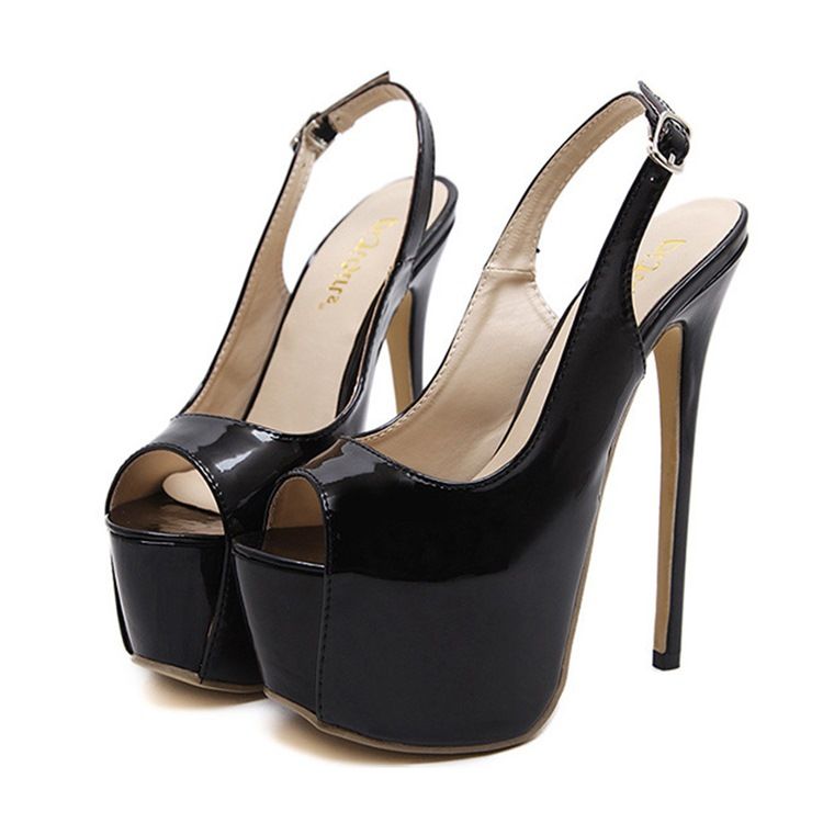 Pu Peep Toe Stiletto Heel Slingback Strap Damen Sandalen