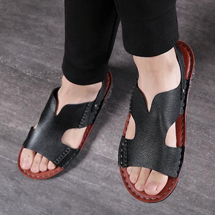 Pu Slip-on Simple Open Toe Herren-sandalen