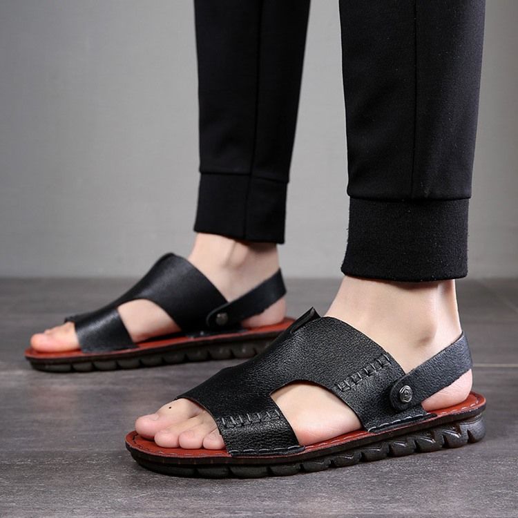 Pu Slip-on Simple Open Toe Herren-sandalen