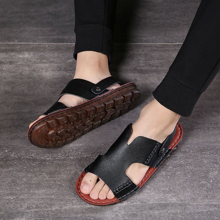 Pu Slip-on Simple Open Toe Herren-sandalen