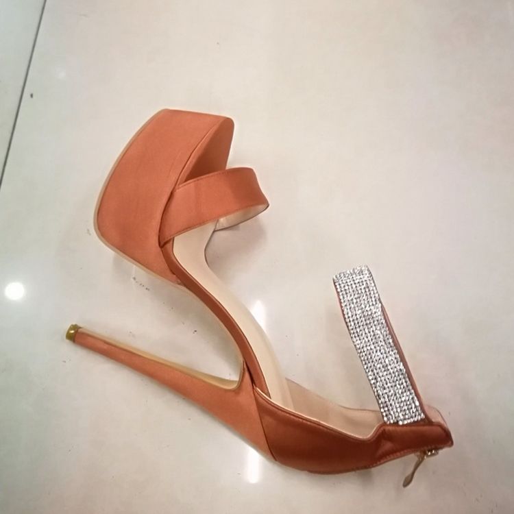 Pu Strass Plateau Stiletto-absatz Reißverschluss Damen Sandalen