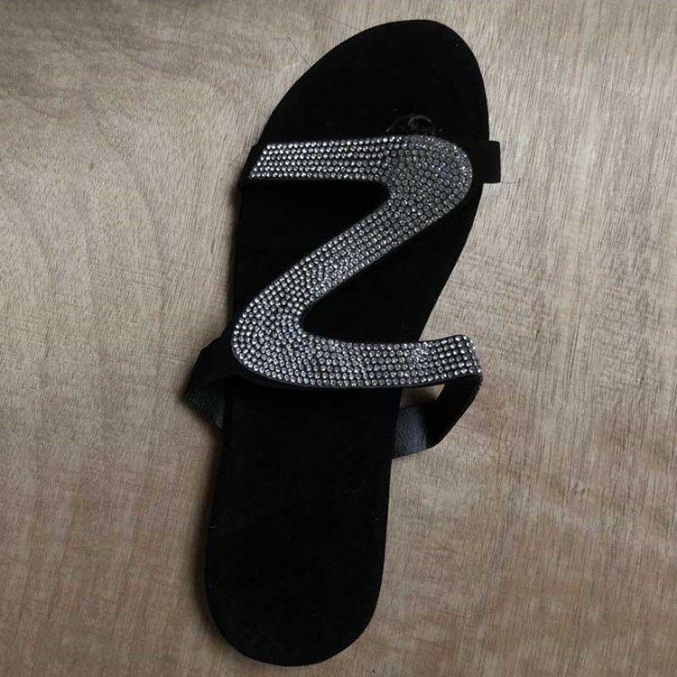 Rhinestone Slip-on Blockabsatz Flache Damensandalen