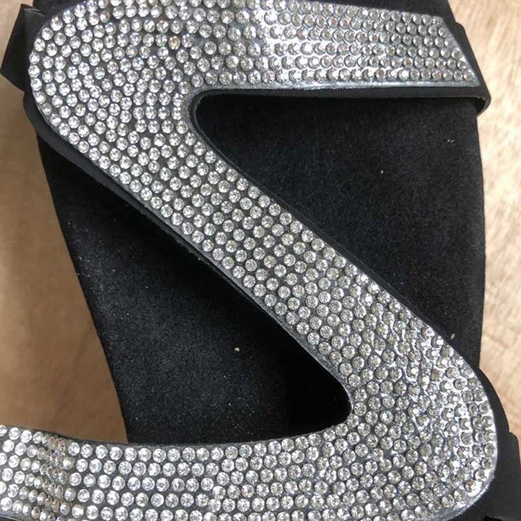 Rhinestone Slip-on Blockabsatz Flache Damensandalen